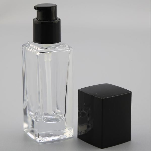30ml Rectangular Glass Bottle with Dip Tube Pump DP126